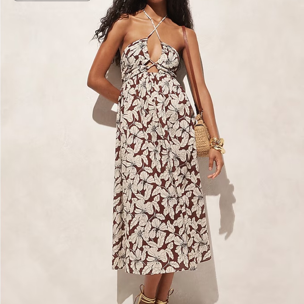 J. Crew Cutout halter beach dress in floral cotton voile